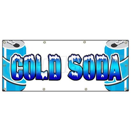 COLD SODA BANNER SIGN ice drink cart stand signs pop cola iced diet -  SIGNMISSION, B-96 Cold Soda